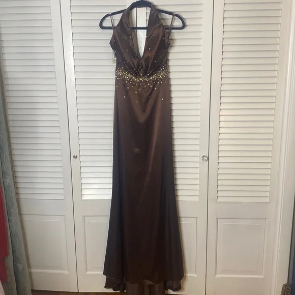 Night Moves | Dresses | Night Moves Nwt Chocolate Brown Halter Evening Gown  Size 4 | Poshmark